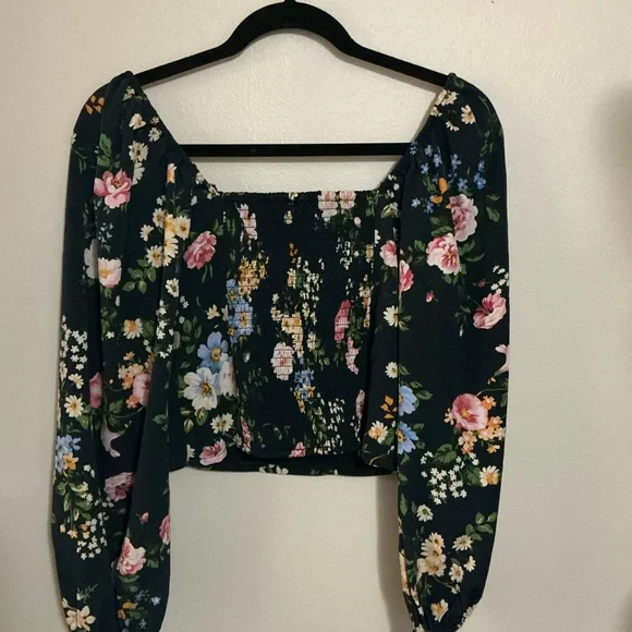 Abercrombie & Fitch Floral Blouse - Black Multicolor - Picture 2 of 3